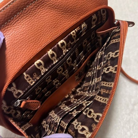Tignanello Orange Brown Gen Leather Crossbody Bag - Picture 8 of 14
